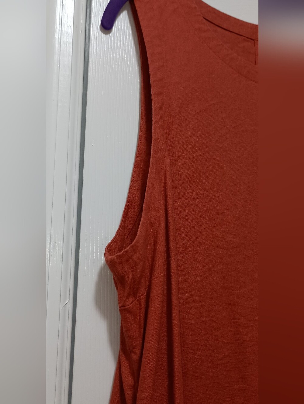 Burnt Orange Linen Blend Sleeless Dress Size XL - Picture 6 of 6
